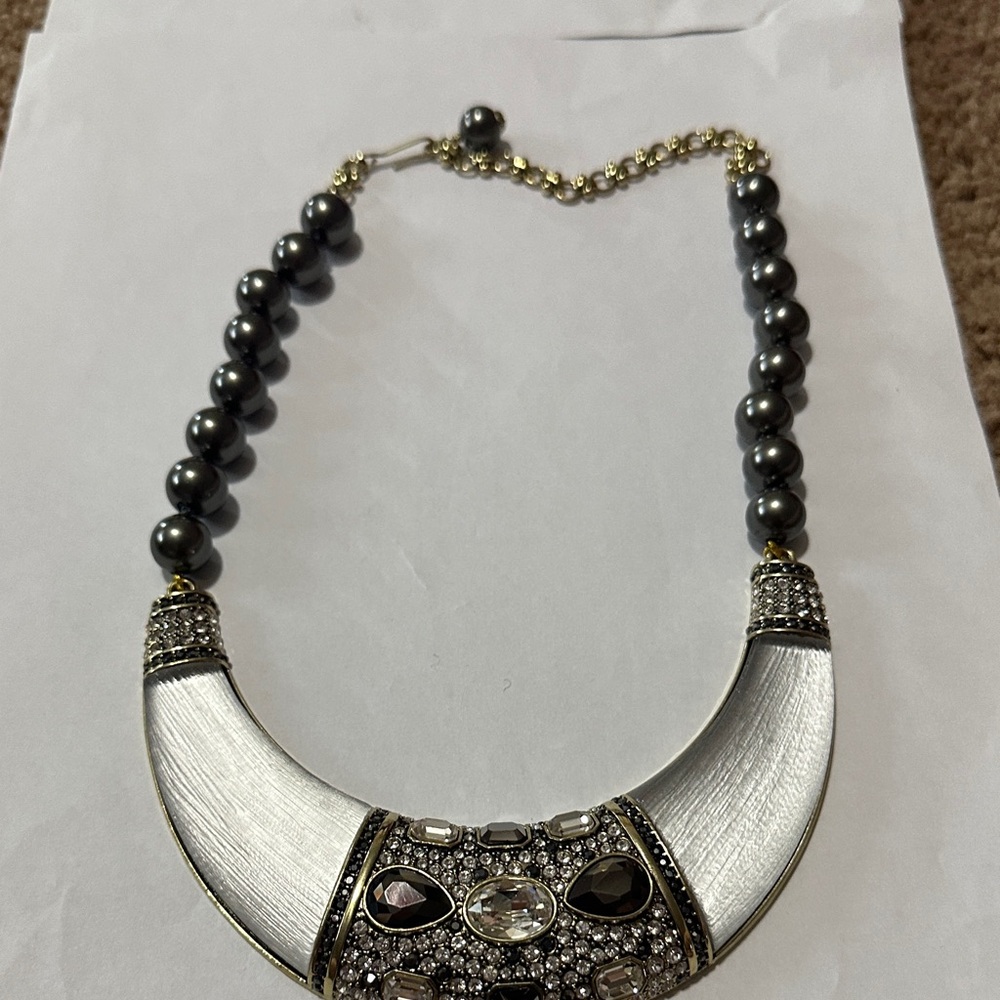 Heidi Daus Silver and Gray Statement Necklace